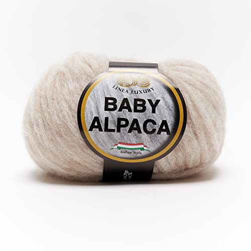 Tricot Cafè – Baby Alpaca – hochwertiges Garn Baby Alpaca und Merinos Extra feine Wolle – ideal zum Stricken mit Nadeln/Häkelnadeln: 8.00/10.00 – 25 g Beige 7 von TRICOT CAFE'