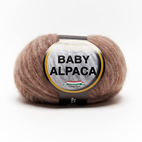 Tricot Cafè – Baby Alpaca – hochwertiges Garn Baby Alpaca und Merinos Extra feine Wolle – ideal zum Stricken mit Nadeln/Häkelnadeln: 8.00/10.00 – 25 g Walnuss 2 von TRICOT CAFE'