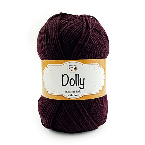 Tricot Café - Dolly Nuovo - Garn aus Reiner Merinowolle - Strickgarn für Nadeln und Strickmaschinen - geeignet für die Zwischensaison - weich und flauschig - Made in Italy -Wein 67 von TRICOT CAFE'