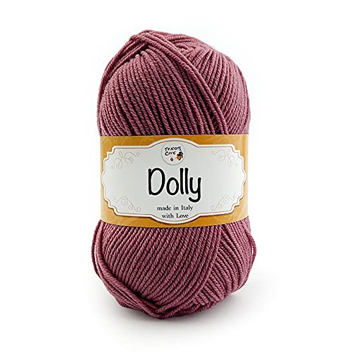 Tricot Café - Dolly Nuovo - Garn aus reiner Merinowolle - Strickgarn für Nadeln und Strickmaschinen - geeignet für die Zwischensaison - weich und flauschig - Made in Italy -Dunkel-Antik-Rosa 48 von TRICOT CAFE'