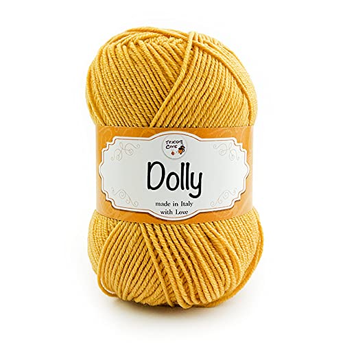 Tricot Café - Dolly Nuovo - Garn aus reiner Merinowolle - Strickgarn für Nadeln und Strickmaschinen - geeignet für die Zwischensaison - weich und flauschig - Made in Italy -Gelb 55 von TRICOT CAFE'