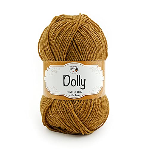 Tricot Café - Dolly Nuovo - Garn aus reiner Merinowolle - Strickgarn für Nadeln und Strickmaschinen - geeignet für die Zwischensaison - weich und flauschig - Made in Italy -Senf 54 von TRICOT CAFE'