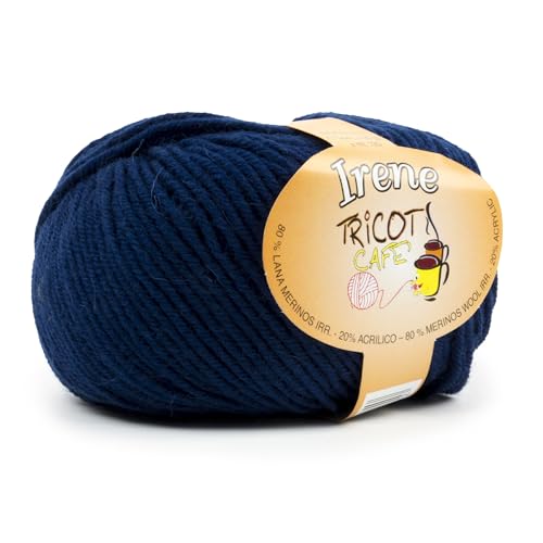 Tricot Café - Irene - Garnknäuel gemischt Merinowolle krumpfechte weich geeignet für alle Altersgruppen für Nadel/Häkelnadeln: 3.00/4.00 Made in Italy 50g Avio von TRICOT CAFE'