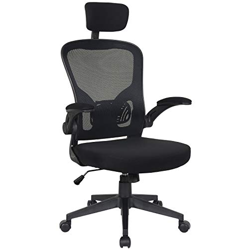 TRISENS Bürostuhl Ergonomisch Drehstuhl Schreibtischstuhl Mesh Netzstoff Office Stuhl, Farbe:Schwarz mit Kopfstütze von TRISENS