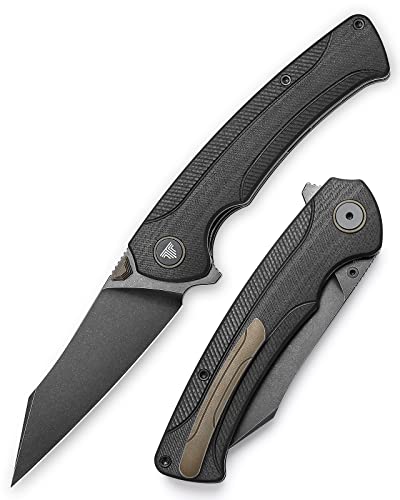 TRIVISA Klappbares Taschenmesser für Männer mit Ti Clip,EDC Outdoor Camping Messer,3.66" PVD Blackwash S35VN Stahl Reverse Tanto Wharncliffe Klinge ，Lynx-03B von TRIVISA