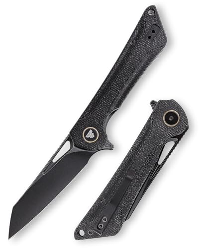 TRIVISA Taschen-Klappmesser für Männer, EDC Flipper Messer mit Clip für 8.6cm Reverse Tanto 14C28N Klinge Micarta Griff, Ti Ring, Ideal Geschenk für Frauen, Monoceros-04B(PVD Blackwash) von TRIVISA