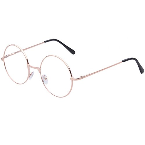 TRIXES Brille mit Rundgläsern in Kupfer- Beatles Retro Sechziger Jahre Stil Klarglas Gläser - Runde Brille als Kostümergänzung Cosplay Retro-Partys Geek Gläser Zubehör zum Anziehen - Klassische Vintag von TRIXES