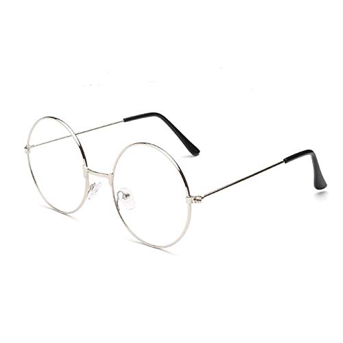 TRIXES Runde Brille Silber, Beatles Retro Sixties Style Klare Brille, runde Brille, Kostümzubehör, Cosplay, Retro, Party, Geek-Brille, Verkleidungszubehör, klassische Vinta von TRIXES