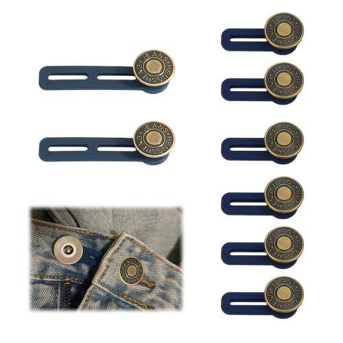 TRKETK 8 Stück Hosenbunderweiterung Knopf Silikon Jeans Einziehbarer Knopf Hosen Expander Button Verstellbar Knopfverlängerung Taille Extender Knopf für Jeans Röcke Hosen Herren Damen von TRKETK