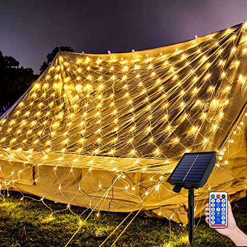 TRMLBE Solar LED Lichterkette Außen 3x2m Lichternetz Weihnachtsbeleuchtung Warmweiß IP44 8 Modi solarlichterkette Wetterfest Weihnachtsdeko Aussen für Weihnachten, Party, Garten von TRMLBE