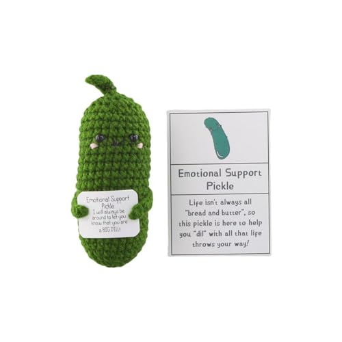 TROGN Fadaing Handgefertigtes Geschenk mit eingelegter Gurke für emotionale Unterstützung, gehäkelte Gurkenpuppe, niedliche emotionale Croch Ermutigung von TROGN