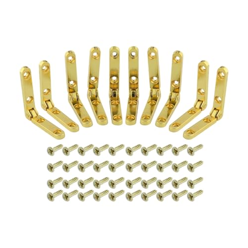 TROGPYXG 50 Stücke 30 * 6mm Zink-Legierung Kleine Scharniere Schmuck Holzkiste Schrank Schrank Weinkiste Toolbox 90 Grad Klappscharnier Mit Schrauben(Gold) von TROGPYXG