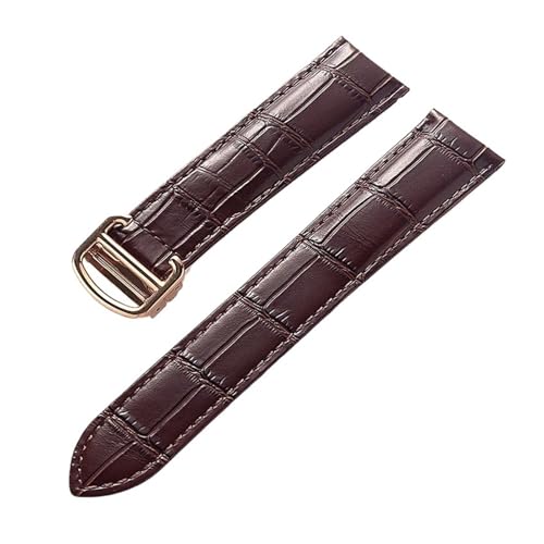 TROGPYXG Alligator Schwanz Lederband kompatibel mit Cartier Key West London Cheetah Männer Frauen blau braun Rindsleder Lederband (Brawn rose buckle,13mm) von TROGPYXG