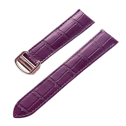 TROGPYXG Alligator Schwanz Lederband kompatibel mit Cartier Key West London Cheetah Männer Frauen blau braun Rindsleder Lederband (Lila Rose Buckle,14mm) von TROGPYXG