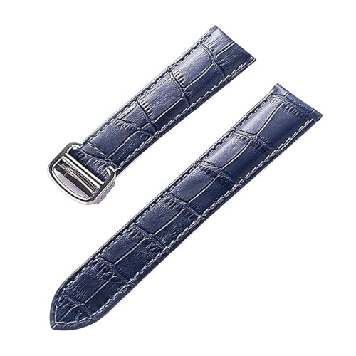 TROGPYXG Alligator Schwanz Lederband kompatibel mit Cartier Key West London Cheetah Männer Frauen blau braun Rindsleder Lederband (Royal blue,14mm) von TROGPYXG