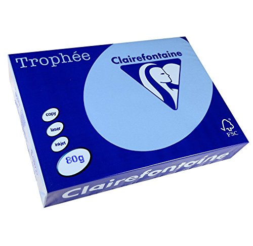 Clairefontaine 1972C - Ries mit 500 Blatt Druckerpapier / Kopierpapier Trophée, DIN A4 (21x29,7 cm), 80g, Lavendelblau Pastellfarbe, 1 Ries von Clairefontaine