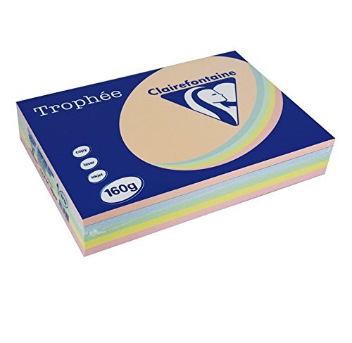 Trophée 5 Packungen Ã 250 Blatt Papier, 160 g, A4, 210 x 297 mm, FSC-zertifiziert, verschiedene Pastellfarben von TROPHÉE