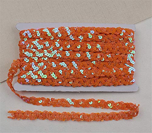 TROYSINC Paillettenband 12M, Glitter Paillettenband Ordnungsrolle 15 Farben für DIY Kunsthandwerk,Home Dekore, Kleiderherstellung (Orange) von TROYSINC