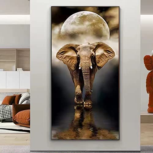 TROYSINC DIY Diamond Painting Bilder Elefant, 5D Diamant Malerei Erwachsene Full Diamant Painting Bilder Kits für Home Wand Décor (60x110cm) von TROYSINC