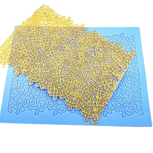 TROYSINC Spitze Silikonform,Große Prägematte Strukturmatte,Vierblättriges Kleeblatt Fondant-Spitze-Matte, Präge-Spitze-Fondant-Formen, Formen dekorative Blumenkante Werkzeuge von TROYSINC