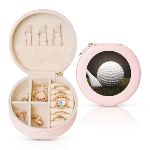 TRSGKSQP Schmuckschatulle für Damen und Mädchen, Leder, Reise-Schmucketui, Golfball, tragbare Schmuck-Organizer-Box mit Reißverschluss für Ohrringe, Armbänder, Ringe TRSGKSQP Schmuckschatulle für Damen und Mädchen, Leder, Reise-Schmucketui, Golfball, tragbare Schmuck-Organizer-Box mit Reißverschluss für Ohrringe, Armbänder, Ringe von TRSGKSQP