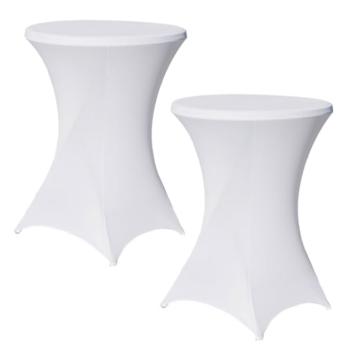 TRUTZHOLM Stehtischhusse Stretch weiß Ø 80 cm Tischdecke Husse Partytisch Bistrotisch Stehtischhusse Decke (2) von TRUTZHOLM