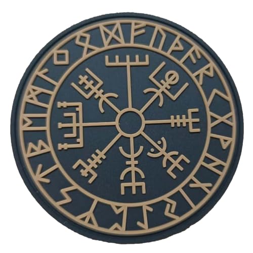 TS Tactical Store VEGVISIR VIKING COMPASS BROWNPatch 3D PVC Scratch Hook Loop 80 mm | Militärischer 3D Patch Pin für Militärrucksäcke | Ideal für Outdoor, Wandern, Airsoft, Survival TS-PTCH-VKGBBRW von TS Tactical Store