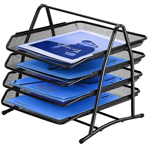 Briefablage für Büro, Dokumentenablage aus Metall, 4-Tier Schreibtisch Organizer, Papierablage, Briefkorb, Ablagefächer Stapelbar, Briefschublade, Büro Organizer für Büro Schule von TSDRBWO