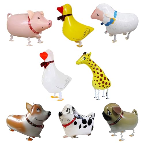 TSHAOUN 8 Stück Walking Tier Folienballons, Haustier Folienballon Hund Haustier Ballons Walking, Tierballons Kinder Geburtstag Party Deko Ballons, Tiere Luftballons für Party Geschenk Mitgebsel (8PCS) von TSHAOUN