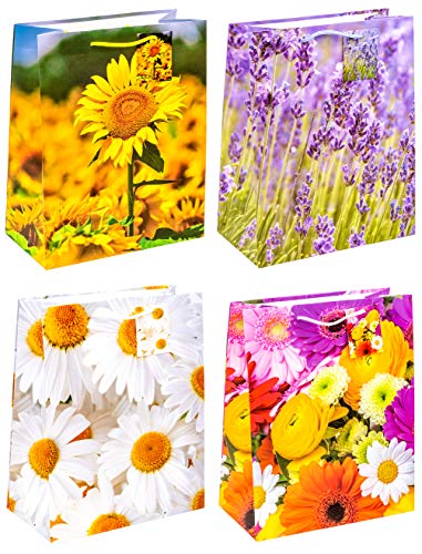 TSI Geschenktüten BLUMEN-MIX, 12er Packung, Größe: Groß (HxBxT 32 x 26 x 13,5 cm), Art. Nr. 84313 von TSI