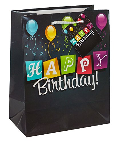 TSI Geschenktüten HAPPY BIRTHDAY SCHWARZ, 3er Packung, Größe: Mittel (HxBxT 23 x 18 x 10 cm), Art. Nr. 84014-6 von TSI