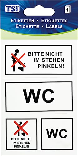 TSI Hinweis-Etiketten "WC/Bitte nicht im Stehen pinkeln", Druck auf Folie, Inhalt: 1 Blatt, Art. Nr. 55314 von TSI