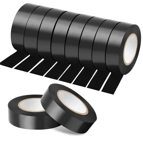 TSKDKIT 10 Stück 20m Isolierband Schwarz Klebeband 18mm Isolierbänder Klebeband Bunt Isolieren Bänder Klebebänder zum Basteln von TSKDKIT