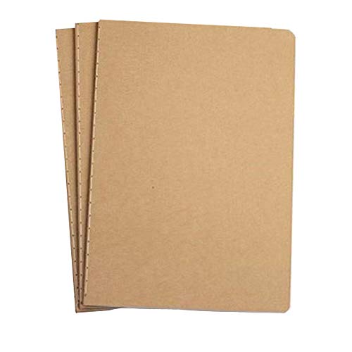 TSKDKIT 3 Stück A5 Skizzenbücher mit Braun Hülle, A5 Notebook 80GSM Schulheft Skizzenblock Holzfreies Papier Leere Sketchbook für Travellers Journal von TSKDKIT