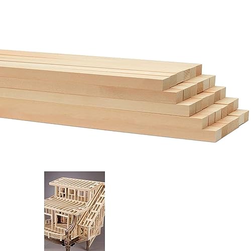 TSKDKIT 30 Stück Holzstäbe 30cm Holzstäbchen Eckig 5mm Natürliche Holzleisten zum Basteln Quadratisch Hölzer zum Basteln Braucht, Lang Holzstäbe für Holzbasteleien, DIY Projekte(30 x 0.5 x 0.5cm) von TSKDKIT