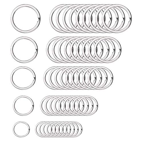 TSKDKIT 50 Stück Schlüsselringe Edelstahl Set Schlüsselring Klein Metall Schlüssel Ringe 20mm 25mm 28mm 30mm 32mm Klein Schmuckringel für Haus Schlüssel Organisation und Handwerk von TSKDKIT