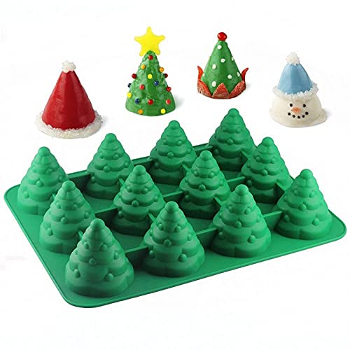 12 Hohlraum 3D Weihnachtsbaum Kuchenform Antihaft Silikonform Cookie Schokolade Backform Kerzen Seifenform für DIY Weihnachtsbaum Ornamente Weihnachtsdekoration von TSLBW