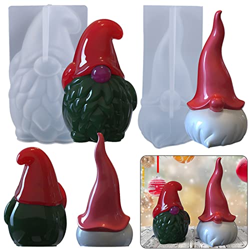 2 Stück Weihnachts Silikonform Weihnachts Kerzenformen Silikonseifenformen 3D Weihnachtszwerg Epoxidharzform DIY Handwerk Gießform für Seife Süßigkeiten Kerze Weihnachtszwerg Ornamentherstellung von TSLBW