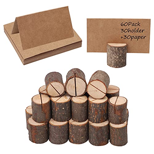 30 Set Kartenhalter Holz,Tischkartenhalter Fotohalter Holz Kartenhalter Platzkartenhalter Memohalter Holz für Hochzeit Weihnachtsfeier Home Office Dekoration von TSLBW