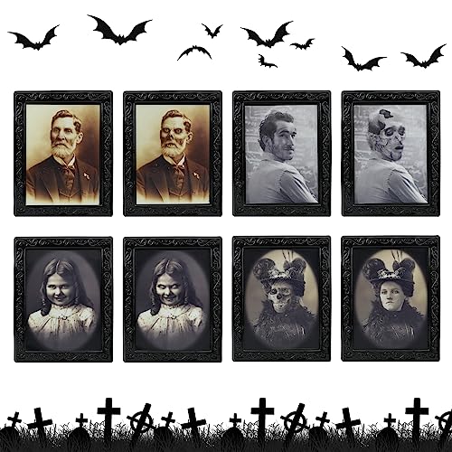 4 Stück Halloween Horror Porträt Dekorationen 3D-Wechselgesicht Bewegtes Bild Halloween-Dekorationen Gruseliger Bilderrahmen Spukhaus-Dekoration Wanddekoration Halloween-Party-Dekoration 28 * 22 cm von TSLBW