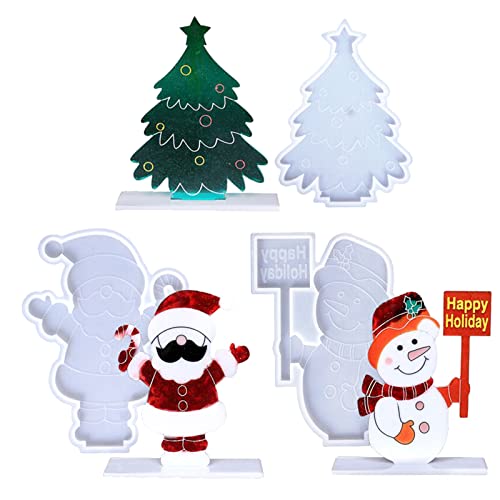 4 Stücke Weihnachten Resin Silikon Form Harz Form Epoxidharz Formen 3D Harz Gießen Formen Set Tischdekoration Kunstharz Silikonform Resin Mold Handwerk für DIY Anhänger Making Tool von TSLBW