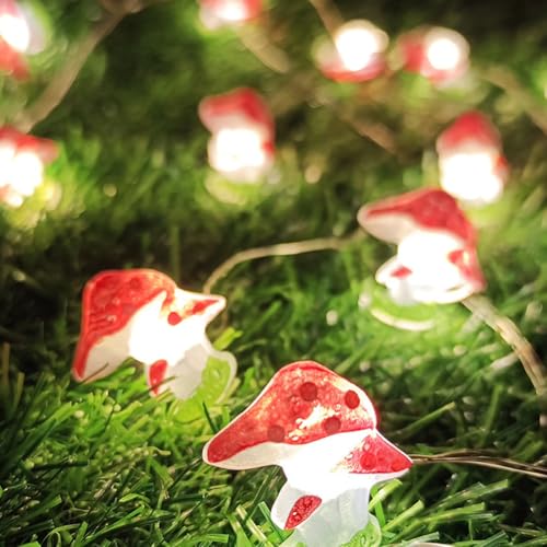 Lichterkette Ostern, 9.8FT 30 LED Ostern Pilz Lichterkette, Ostern Kupferdraht Lichterkette, Batteriebetrieben Fee LED Lichterkette, Ostern Pilzlichter Gartendeko für Außen Innen DIY Osterfeier von TSLBW