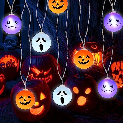 TSLBW 3 Stück Halloween Dekoration Lichterketten 10 LED Fledermaus Spinne Skelett Totenkopf Lichterketten 1,5m Halloween Party Dekoration Spooky Colorful Light Outdoor und Indoor Decor (A) von TSLBW