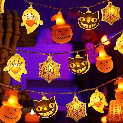 TSLBW 3 Stück Halloween Dekoration Lichterketten 10 LED Fledermaus Spinne Skelett Totenkopf Lichterketten 1,5m Halloween Party Dekoration Spooky Colorful Light Outdoor und Indoor Decor (B) von TSLBW