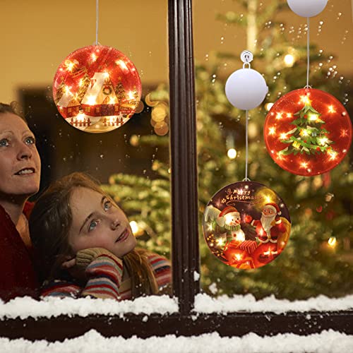 Weihnachten Dekorative Fenster Licht LED-Weihnachtsdekoration 3D Hängende Lichterkette Warmweiß Weihnachtsmann-Saugnapf-LED-Lichter für Innen Außen Weihnachtsfeier Fenster Deko von TSLBW