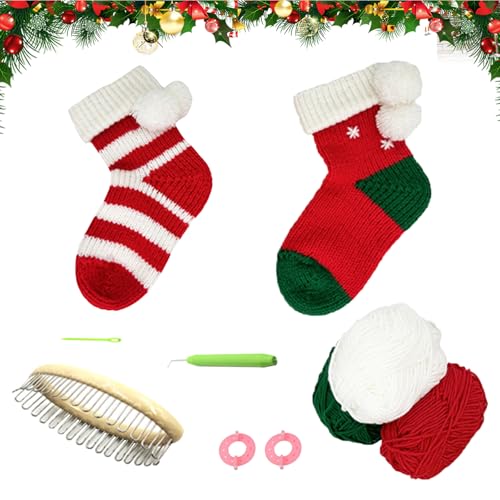 Weihnachtsstrumpf-Häkelset, DIY-Häkel-Starter-Set für Erwachsene und Kinder, inklusive Garn, Haken, Schritt-für-Schritt-Anleitung und Video-Tutorials in englischer Sprache, von TSLBW