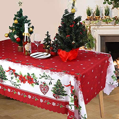 Weihnachtstischdecken Rechteckige Waschbare Tischdecke Schmutzabweisend für Weihnachten Neujahr Dekoration Weihnachtsfeier Wohnkultur zum Sitzen 6 bis 10 von TSLBW