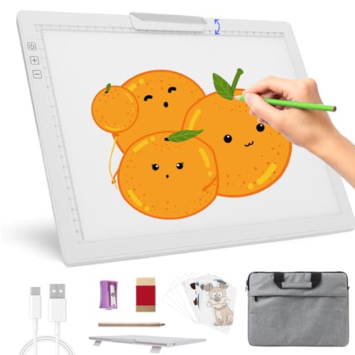 Diamond Painting Leuchttisch A4, Wiederaufladbare Leuchtplatte mit Clip oben, Stufenlos Dimmbar 6 Stufen Helligkeit Leuchtkasten, Tragbares LED Light Pad für Diamond Painting Zubehör von TSOCOS