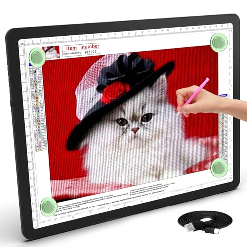 TSOCOS A4 Leuchttisch, 11000Lux Sehr Hell LED Licht Pad mit Seitliche Tasten & 6 Stufen der Helligkeit, 3 Farben Lightpad Leuchtplatte für Diamond Painting, Zeichnen, Skizzieren TSOCOS A4 Leuchttisch, 11000Lux Sehr Hell LED Licht Pad mit Seitliche Tasten & 6 Stufen der Helligkeit, 3 Farben Lightpad Leuchtplatte für Diamond Painting, Zeichnen, Skizzieren von TSOCOS