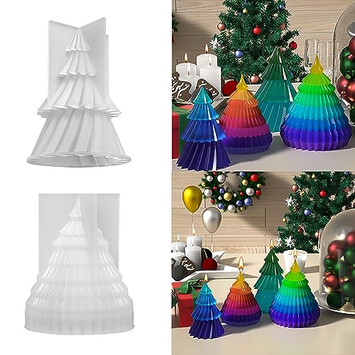 TSQZE 2pcs Weihnachtskerzenformen Silikon Kerzengießform, Spiralkegelform Und Faltbarer Kegel Weihnachtsbaum, Weihnachtsbaum Silikonformen Für Aromatherapie Kerze Schokolade Seife (Groß) von TSQZE